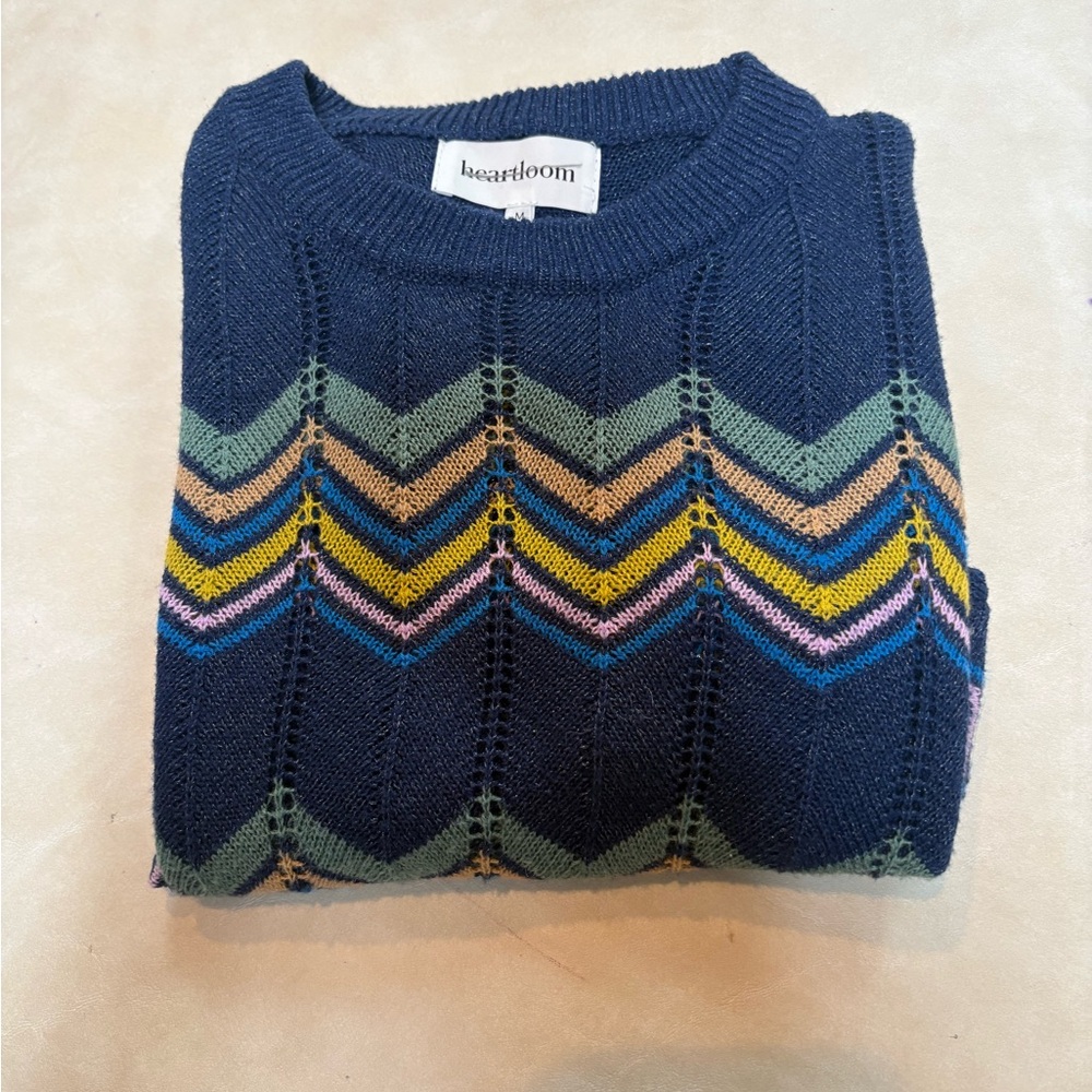 Heartloom Missoni inspired chevron stripe sweater in very good condition. Navy - Picture 4 of 8